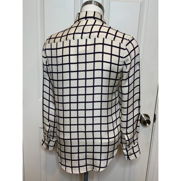 Isabel Marant Etoile Off-White & Blue Check Silk Button Up Shirt, Size 4 | 36 - Picture 6 of 9